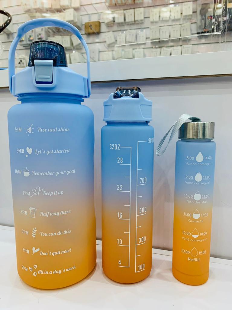 Kit 3 garrafas água para diversas atividades - seja Fitness
